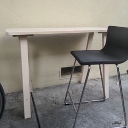 Birch wooden desk with chair