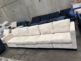 White Corduroy couch with storage