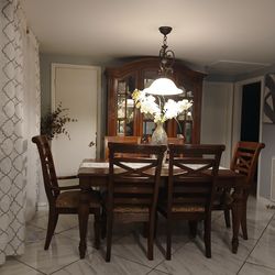 dining set with sturdy wooden cabinet