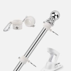  6ft Flagpole for American Flag, Stainless Steel Wall Mounted Flag Poles with Bracket and Rings for House Yard Garden Outdoor Residential or Commercia