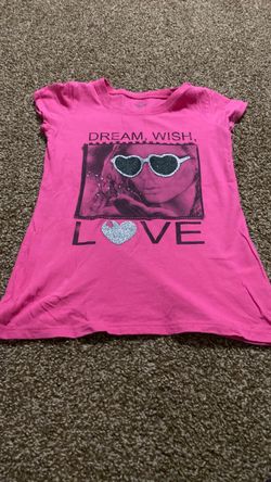 Girls Pink Graphic T-Shirt Dream Wish Love