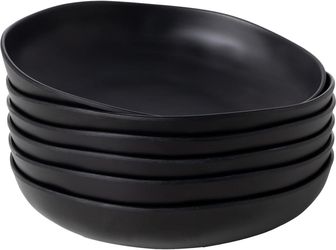 Melamine Bowls Set, 9 Large Pasta Bowl Salad Bowl, Set of 6, Lightweight Unbreakable Shallow Dinner