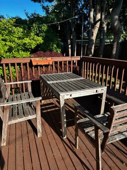 FREE - Outdoor table, chair & bench (pickup only)