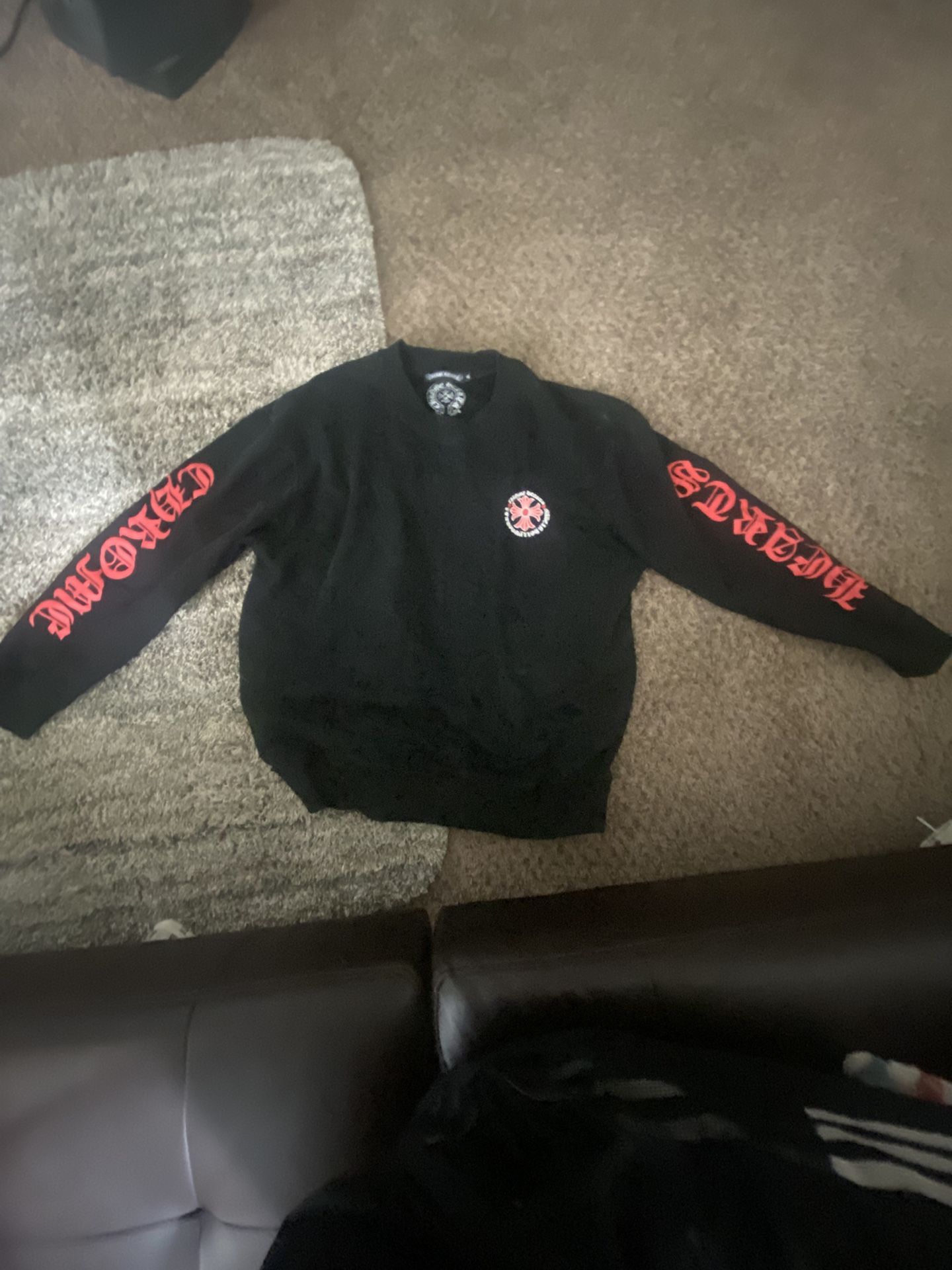 Red blackand White Chrome Heart Long Sleeve