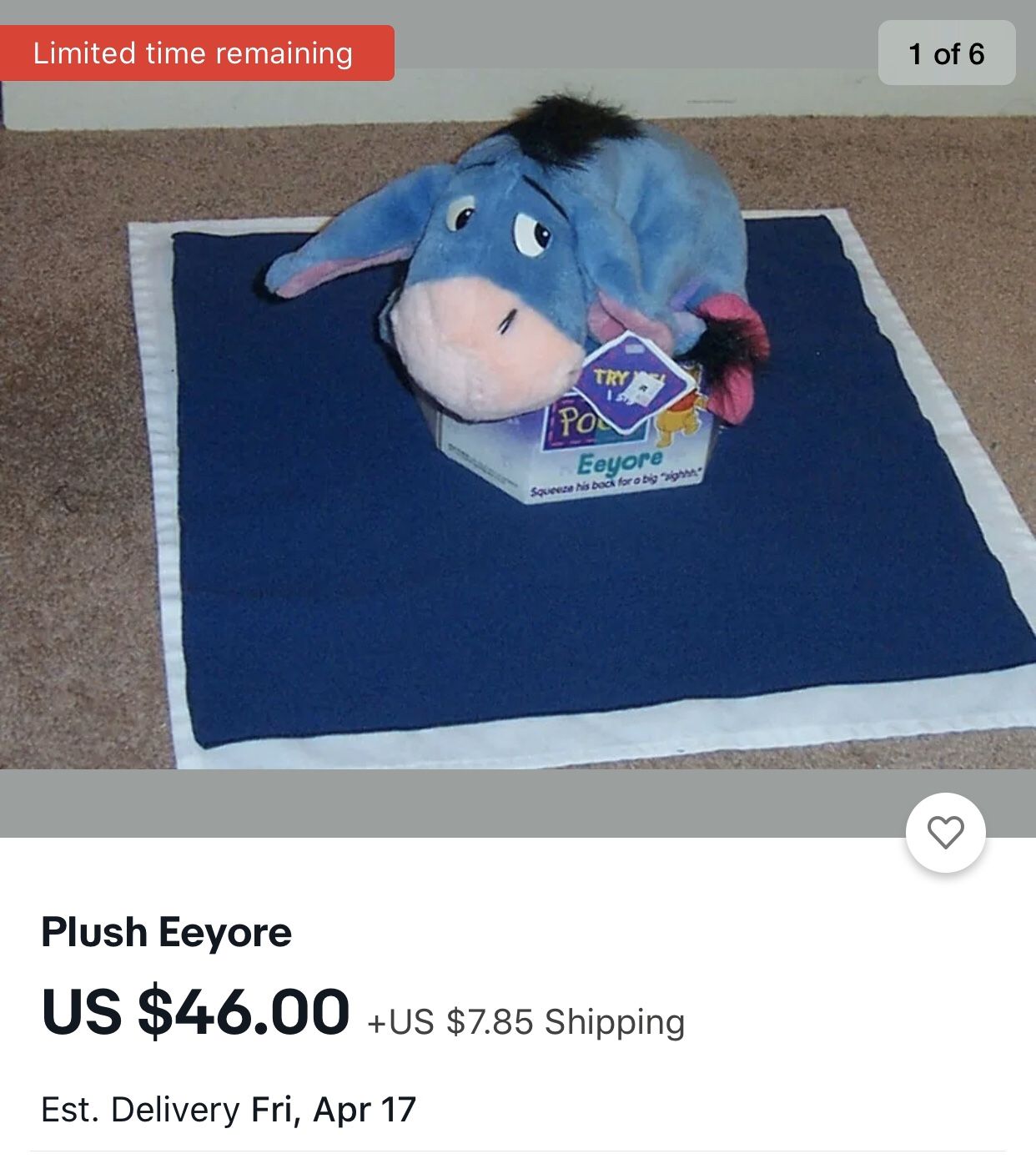 Plush Eeyore disney Winnie the Pooh