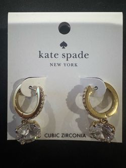 Kate Spade New York Cubic Zirconia Gold-Toned Drop Style Earrings! NWT!