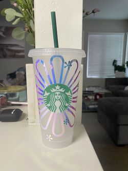 Custom Flower Starbucks Cup