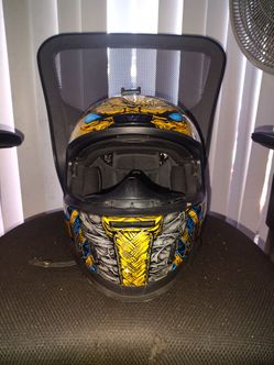 Airform Pharaoh Icon Motorcycle Helmet (Used) No Visor!