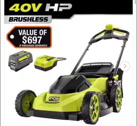 Ryobi 40V HP Brushless 20 in. Cordless Electric Battery Walk Behind Self-Propelled Lawn Mower with 6.0 Ah Battery and Charger+ Bonus blower