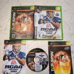 Top Spin Tennis & NCAA Football 2005 for Xbox video games system  2 games on one disk 