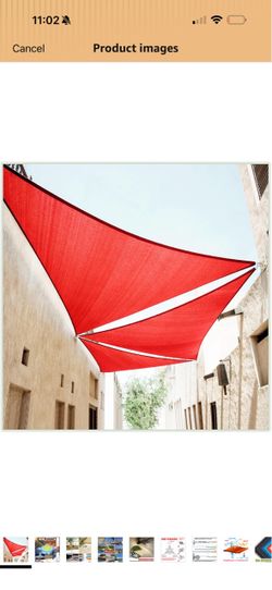 ColourTree 16' x 16' x 22.6' Red Right Triangle CTAPRT16 Sun Shade Sail Canopy Mesh Fabric UV Block UPF50 - Commercial Heavy Duty - 190 GSM - 3 Years 