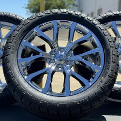 22" NEW Wheels Rims Tires Ford F-150 Expedition F150 Lincoln Navigator 285/45R22 Black Chrome Silver