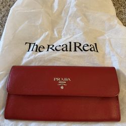 Red Prada Saffiano Leather Wallet