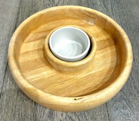 Wooden Chip & Dip Bowl Platter