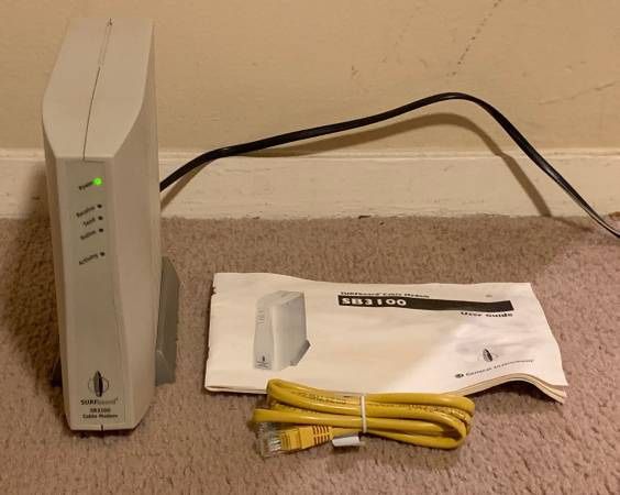 Working Motorola Cable Network Model SB3100 With Cable And Owner Manual Included