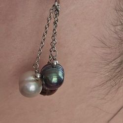 Three-Tone Genuine Pearl Drops Sterling Silver 