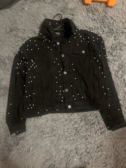 Men's Jean jacket with white and black studs