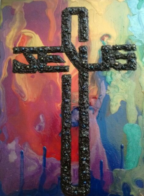 Black Jesus Cross Painting