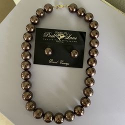 Faux Pearl Necklace & Earrings Set