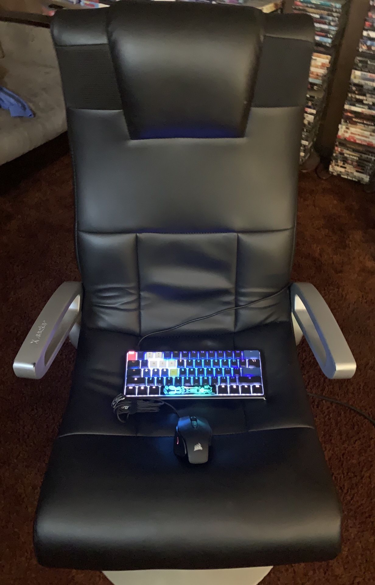 Xrocker Wireless Audio Gaming Chair & Ducky One 2 Mini RGB Keyboard & Corsair RGB Gaming Mouse