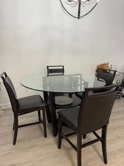 Glass Dining Table + 4 Chairs