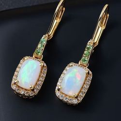Premium Ethiopian Welo Opal & Diopside earrings - new!