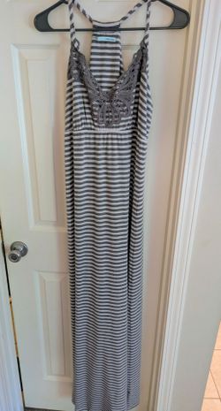 Maurice Grey & white striped strap dress Size XL