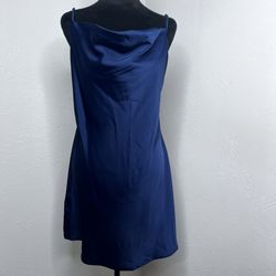 Urban Outfitters Blue Navy Mini Slip Dress Size: L
