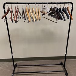 WOOD HANGERS for SUIT, SHIRT / JACKET, & PANTS - firm posted price for ALL HANGERS bought together (BLACK RACK is NOT included.)