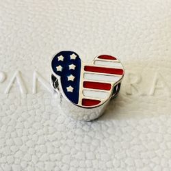 Pandora Disney Mickey Mouse Americana Charm #791585ENMX + FREE Pandora Gift Box + Tag