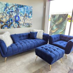 3 PIECE SET SOFA ARMCHAIR OTTOMAN