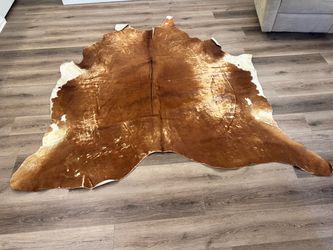 Genuine Cowhide Rug – Brown & White – Approx. 86" x 81"