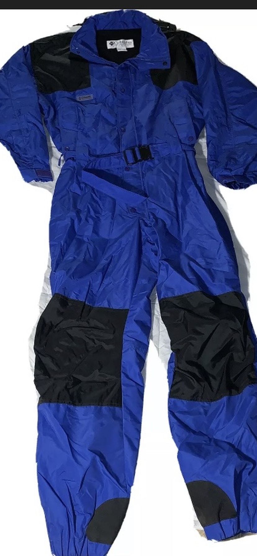 Warm Vintage COLUMBIA Blue Black One-Piece Ski Snowmobile Snowsuit Large. Condition is "Pre-owned".