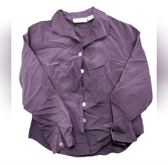 Vintage Petite Impressions Size Small Purple Button Down Shirt