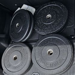 Bumper Plates Weights for Barbell and Squat Rack

Prices below for item's in picture. 

Like new crumb Bumper Plates (10/15/25/45 lb pairs) - $190

Ne