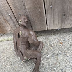 VINTAGE BRONZE NUDE FIGURINE STATUE MID CENTURY SCULPTURE 14 in