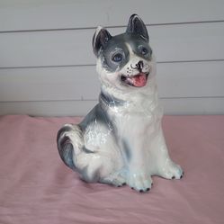Ceramic Husky Dog Figural, Home Decor
