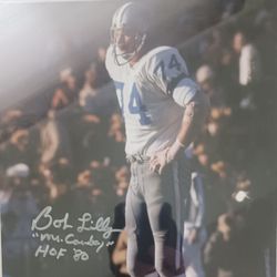 DALLAS COWBOYS HOF BOB LILLY AUTOGRAPHED 8 X  10 PHOTO FRAMED WITH JSA / COA