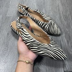 Free People Women Flats Pony Hair Monte Rosa Zebra Slingback Shoes US 10 ER 41