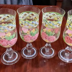Vintage Hand Painted Goblets