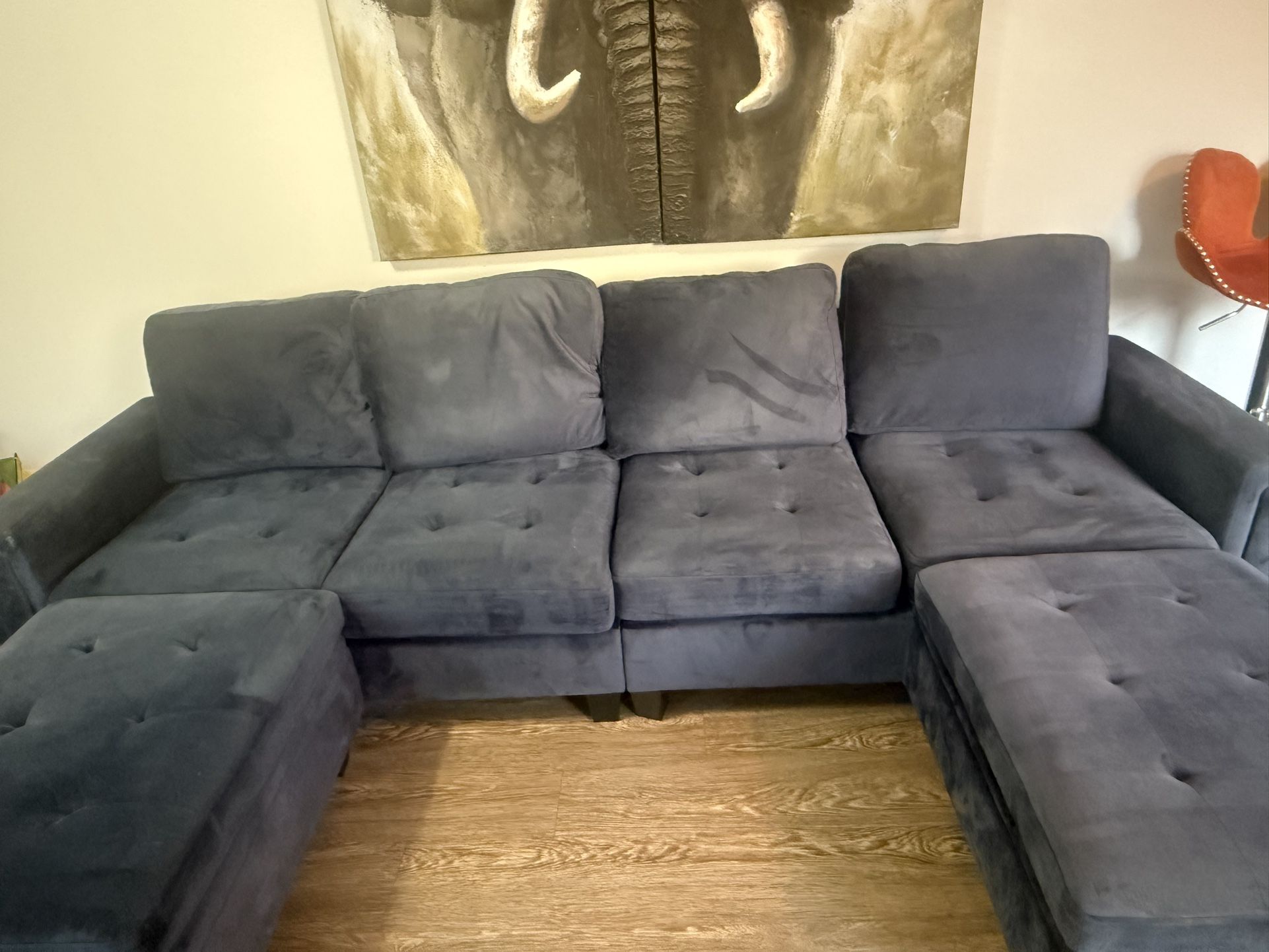 Sectional And Two Bar Stools