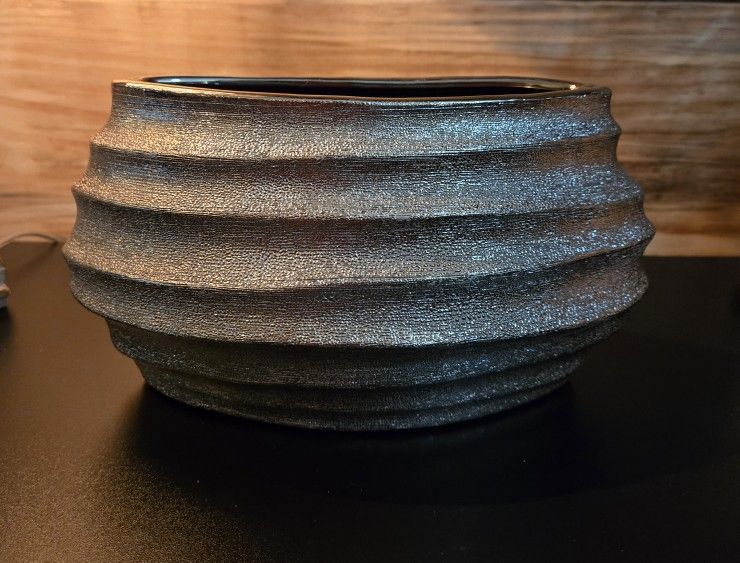 Unique Heavy Textured Oval Vase