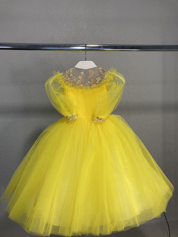 Yellow Flower Girl Party Dress