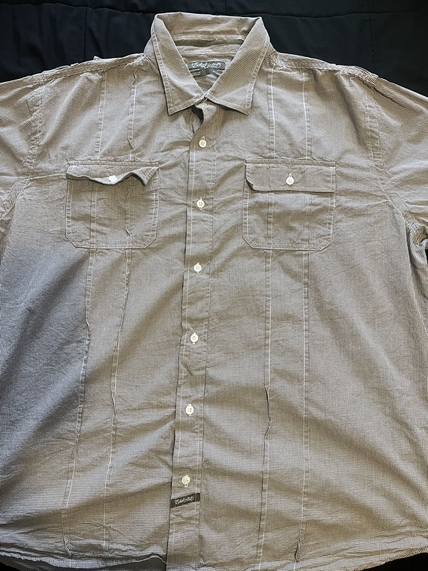 Echo Unlimited Gray/White plaid button-down 3XL long sleeve