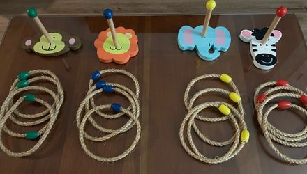 Wooden ring toss game