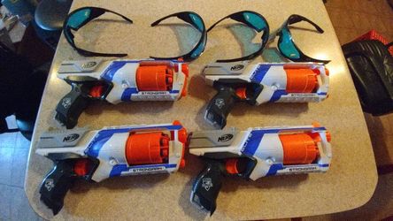 Nerf Strongarm Blasters with safety glasses