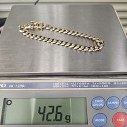 10k 42.6g Yellow Gold 9" Cuban Bracelet 