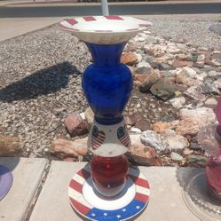 Patriotic Bird Bath/Feeder Yard Decorations 