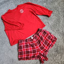 Victoria's Secret Plaid Pajama Short Set XXL Red  Cotton Modal
