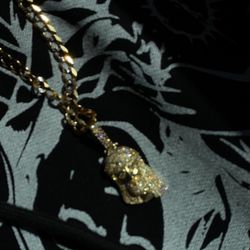 14k Gold Diamond Jesus Pendant 